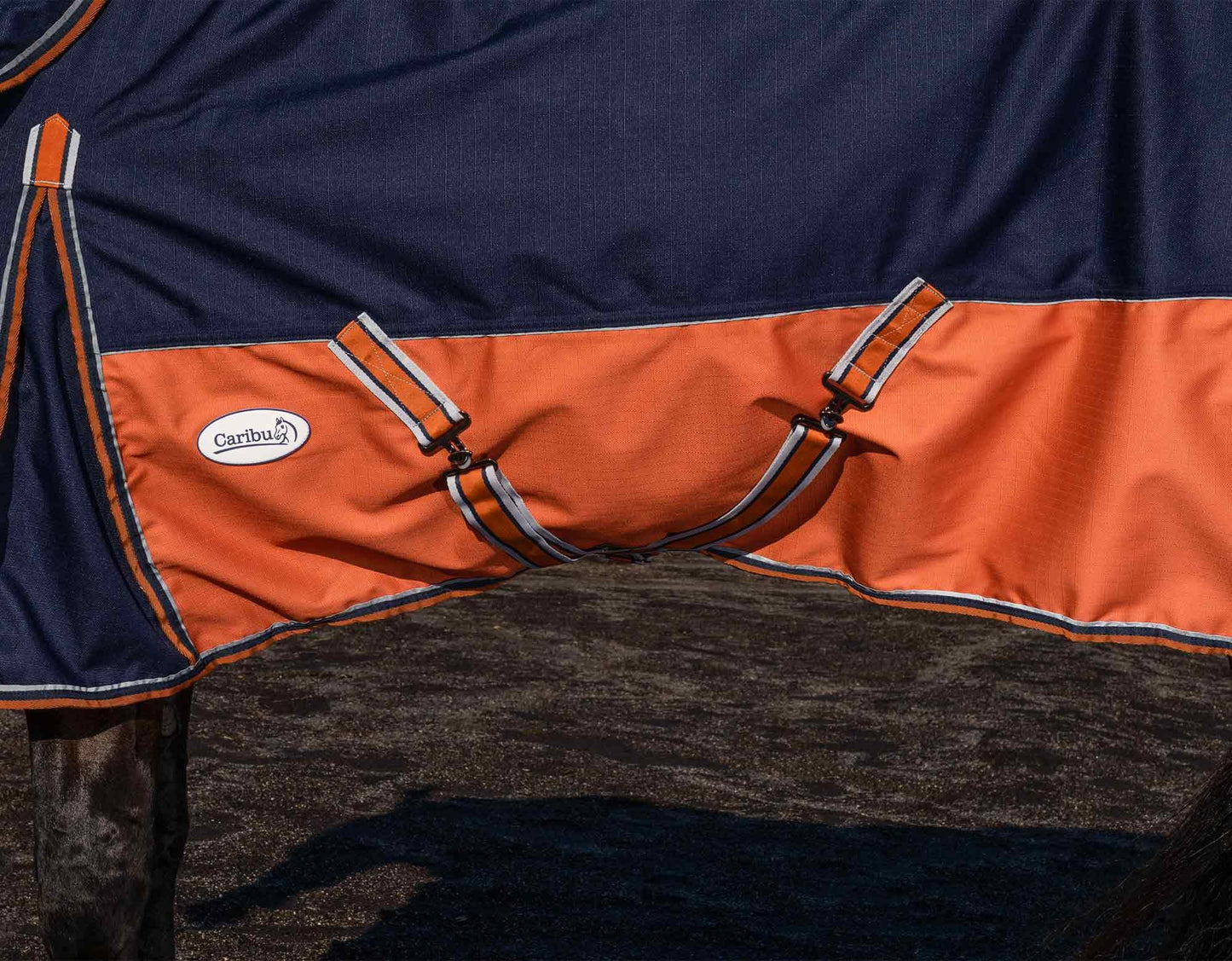 Caribu Alpine Detach-a-Neck Horse Rug 100g Navy Kumquat