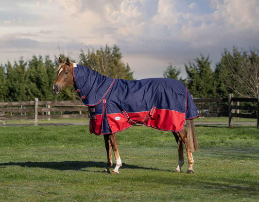 Caribu Alpine Detach-a-Neck Horse Rug 250g Navy Red