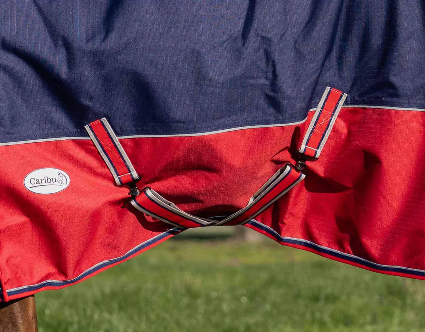 Caribu Alpine Detach-a-Neck Horse Rug 250g Navy Red