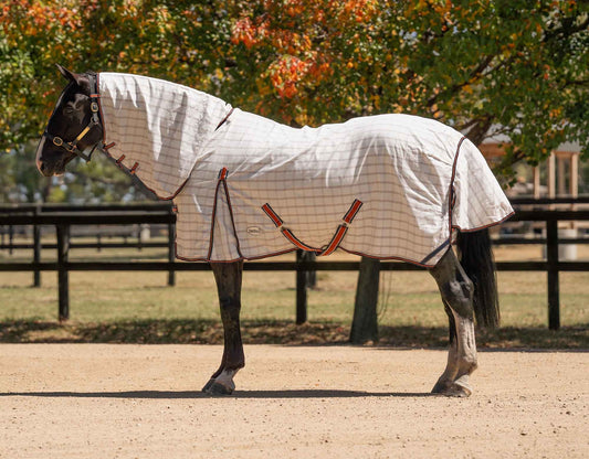 Caribu Ripstop Combo XL Gusset Horse Rug Navy Kumquat
