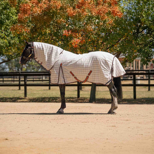 Caribu Ripstop Combo XL Gusset Horse Rug Navy Kumquat