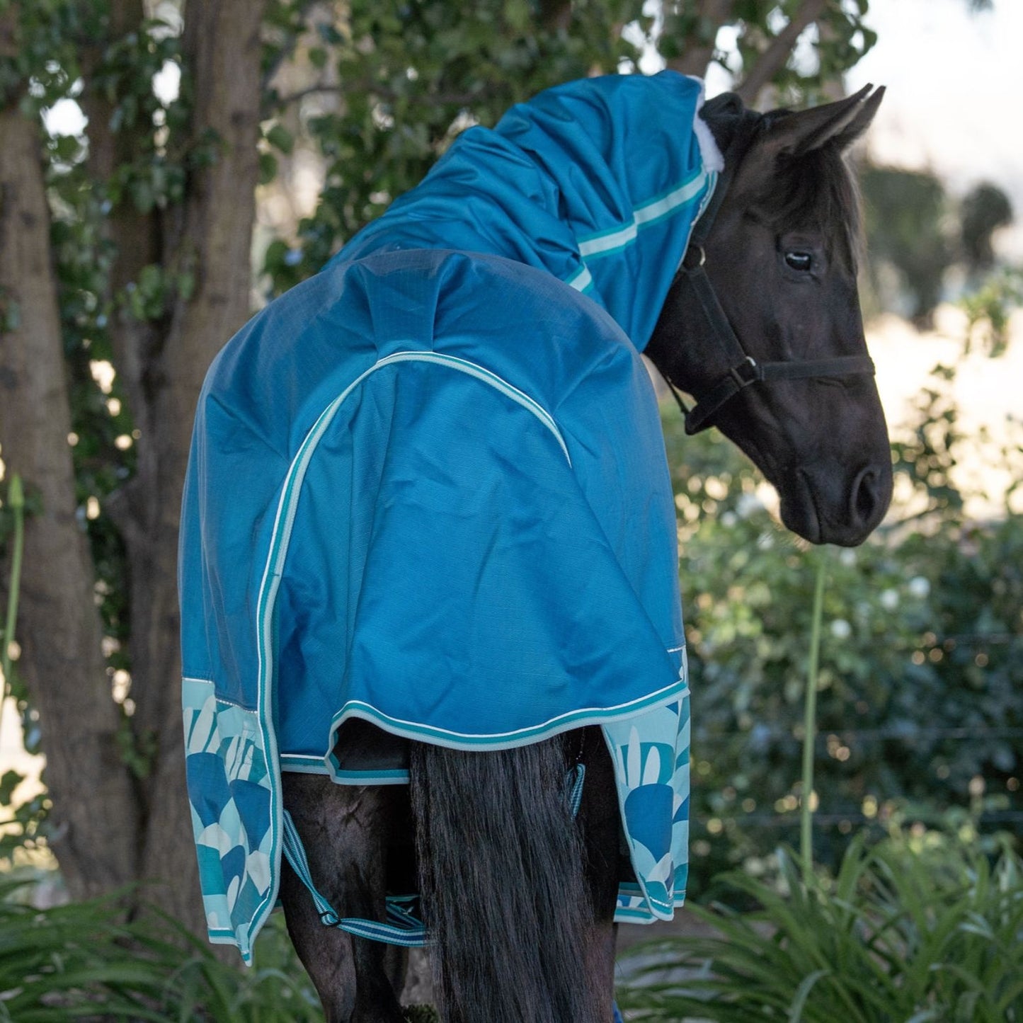 Caribu Alpine Scrunch Detach-a-Neck Horse Rug 100g Ocean Crest