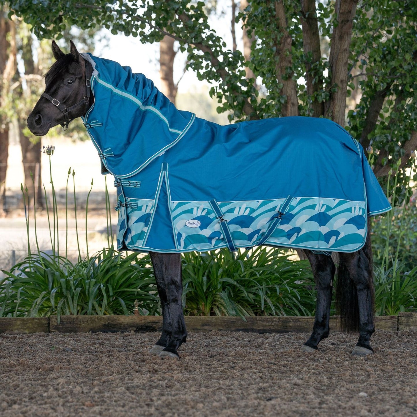 Caribu Alpine Scrunch Detach-a-Neck Horse Rug 100g Ocean Crest