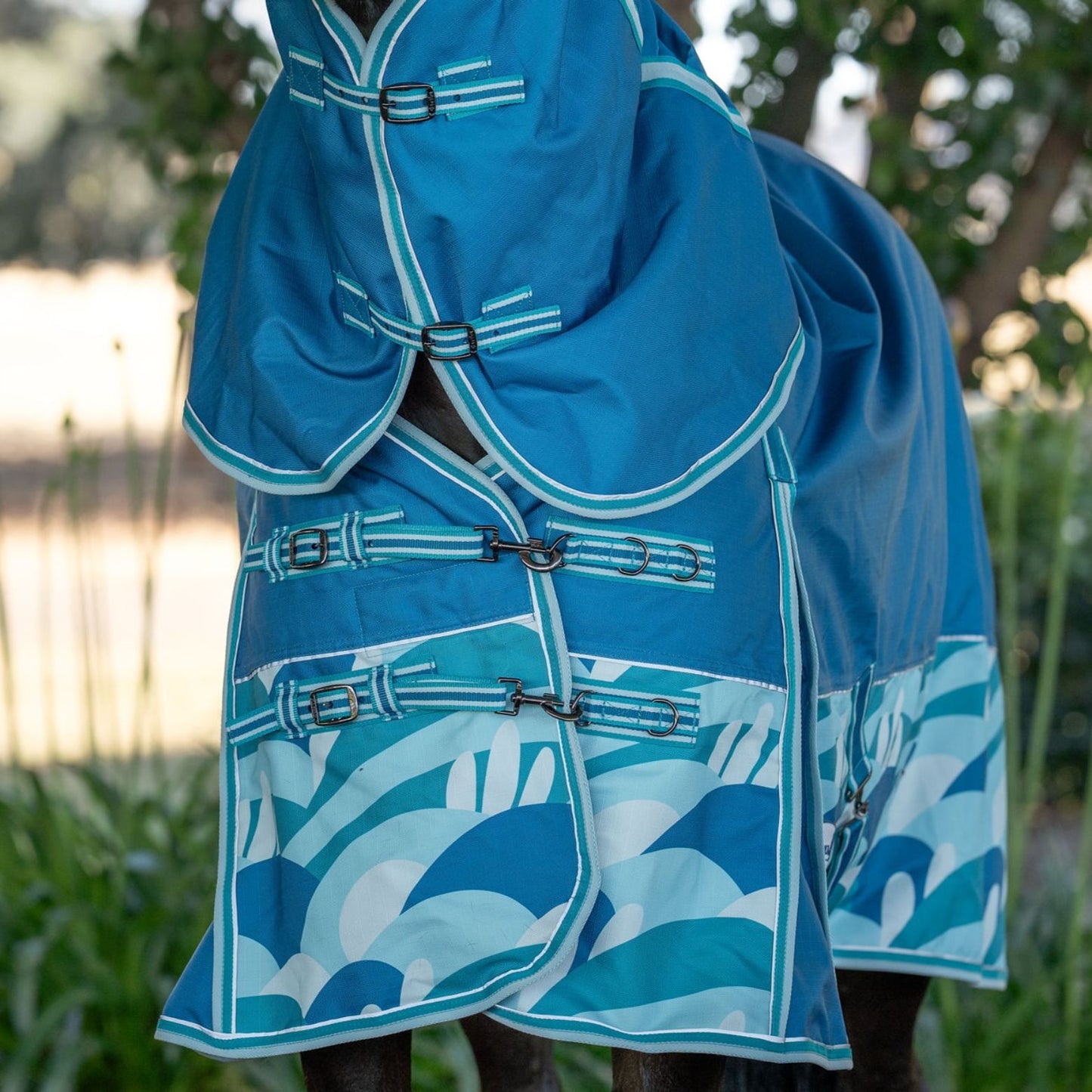 Caribu Alpine Scrunch Detach-a-Neck Horse Rug 100g Ocean Crest