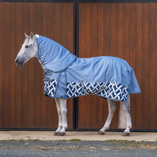 Caribu Alpine Detach-a-Neck Horse Rug 250g Sky Geo