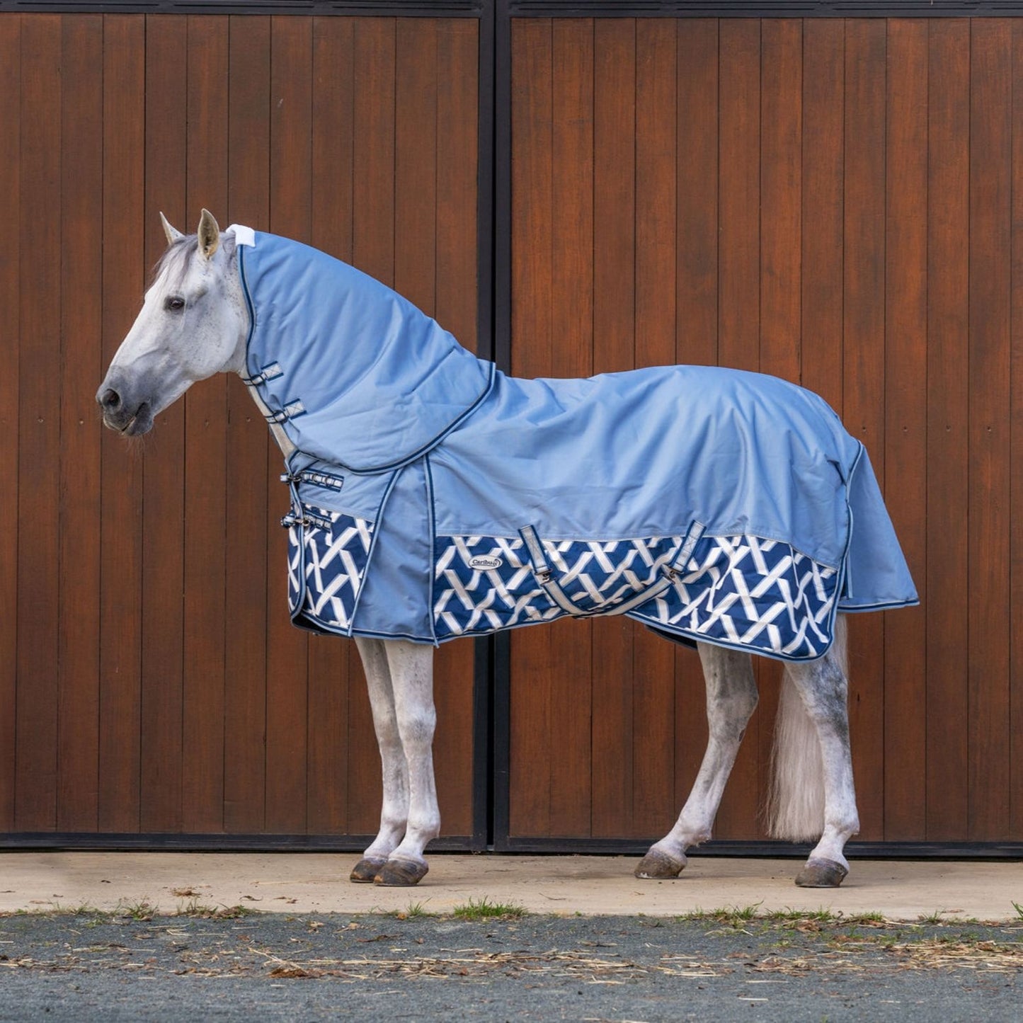 Caribu Alpine Detach-a-Neck Horse Rug 250g Sky Geo