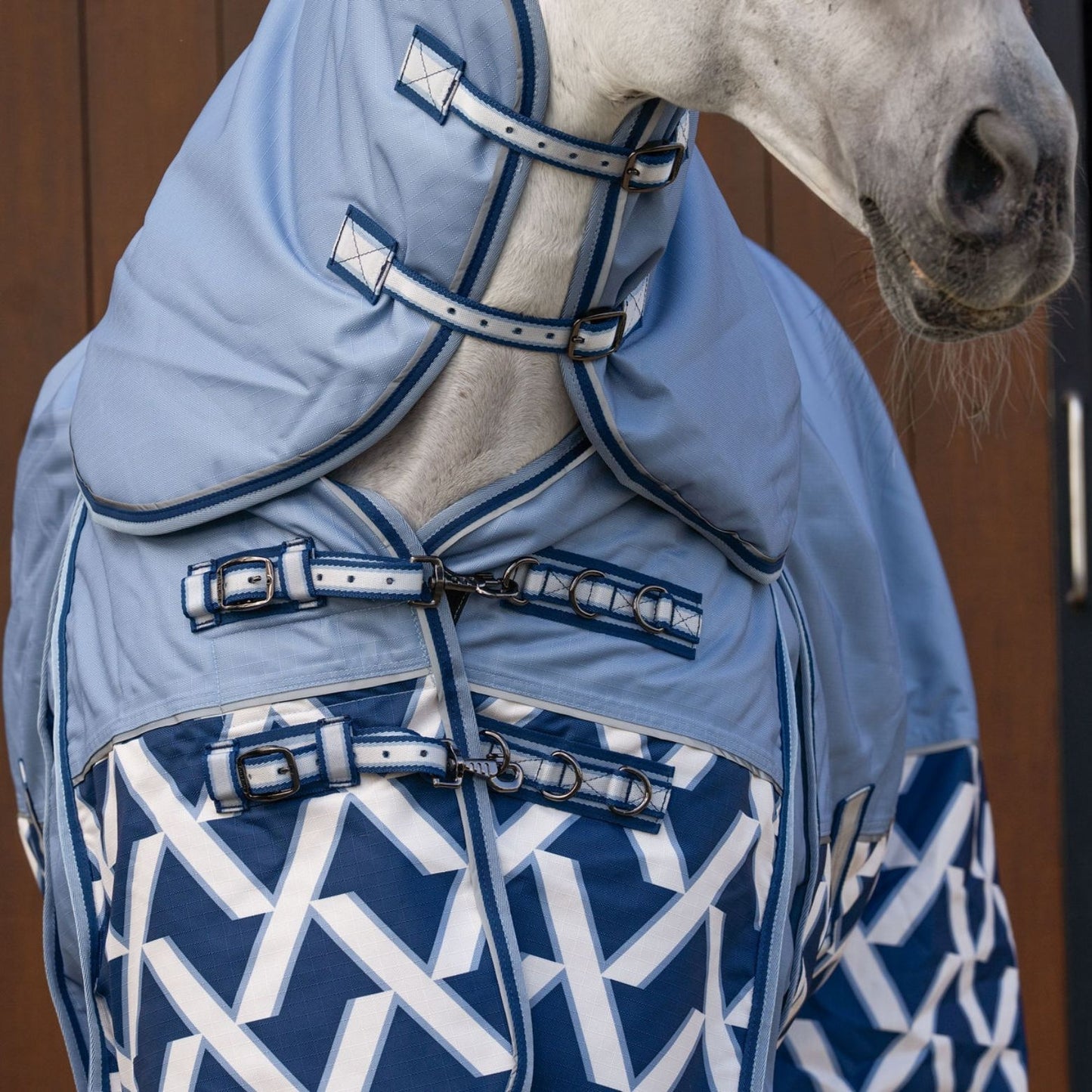 Caribu Alpine Detach-a-Neck Horse Rug 250g Sky Geo