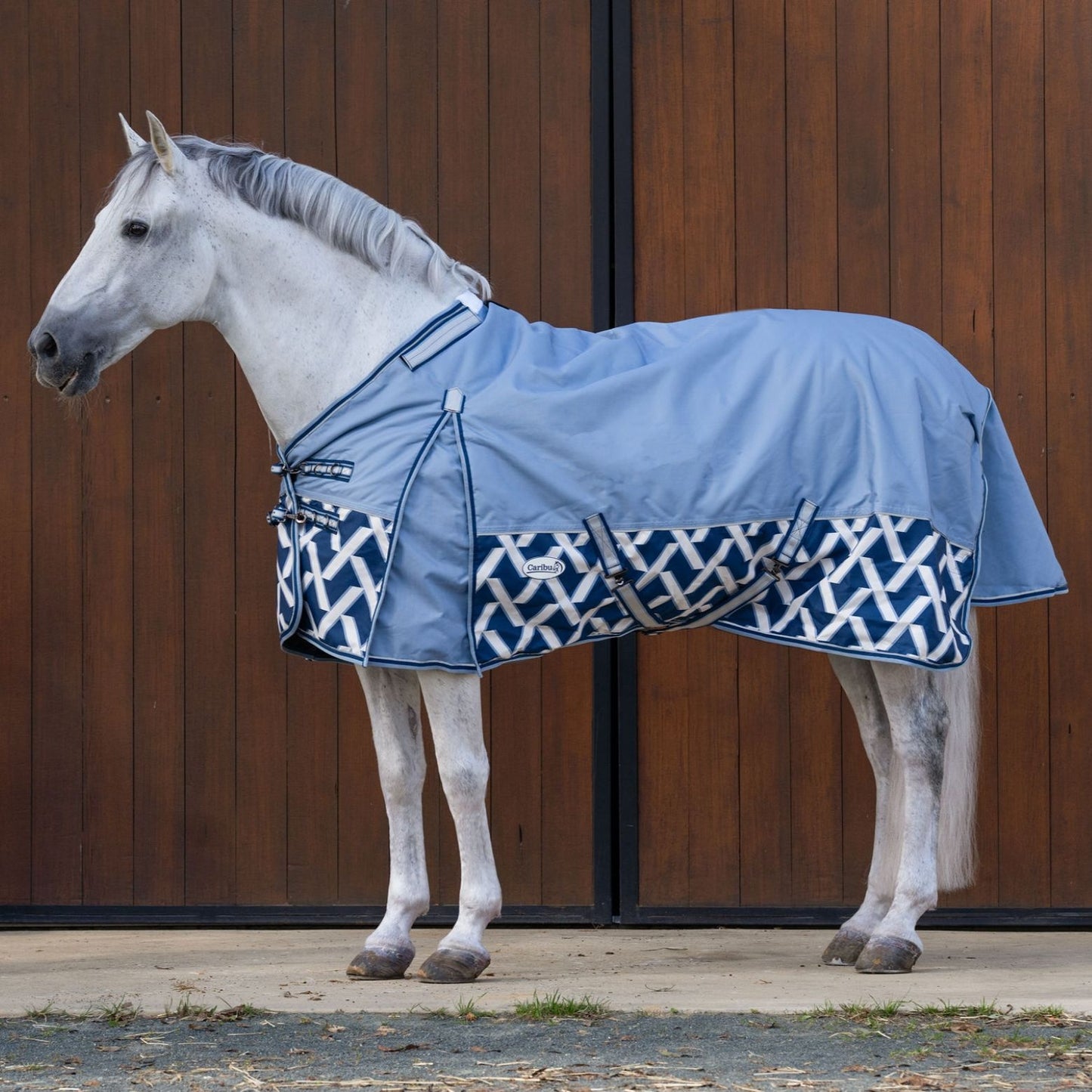 Caribu Alpine Detach-a-Neck Horse Rug 250g Sky Geo
