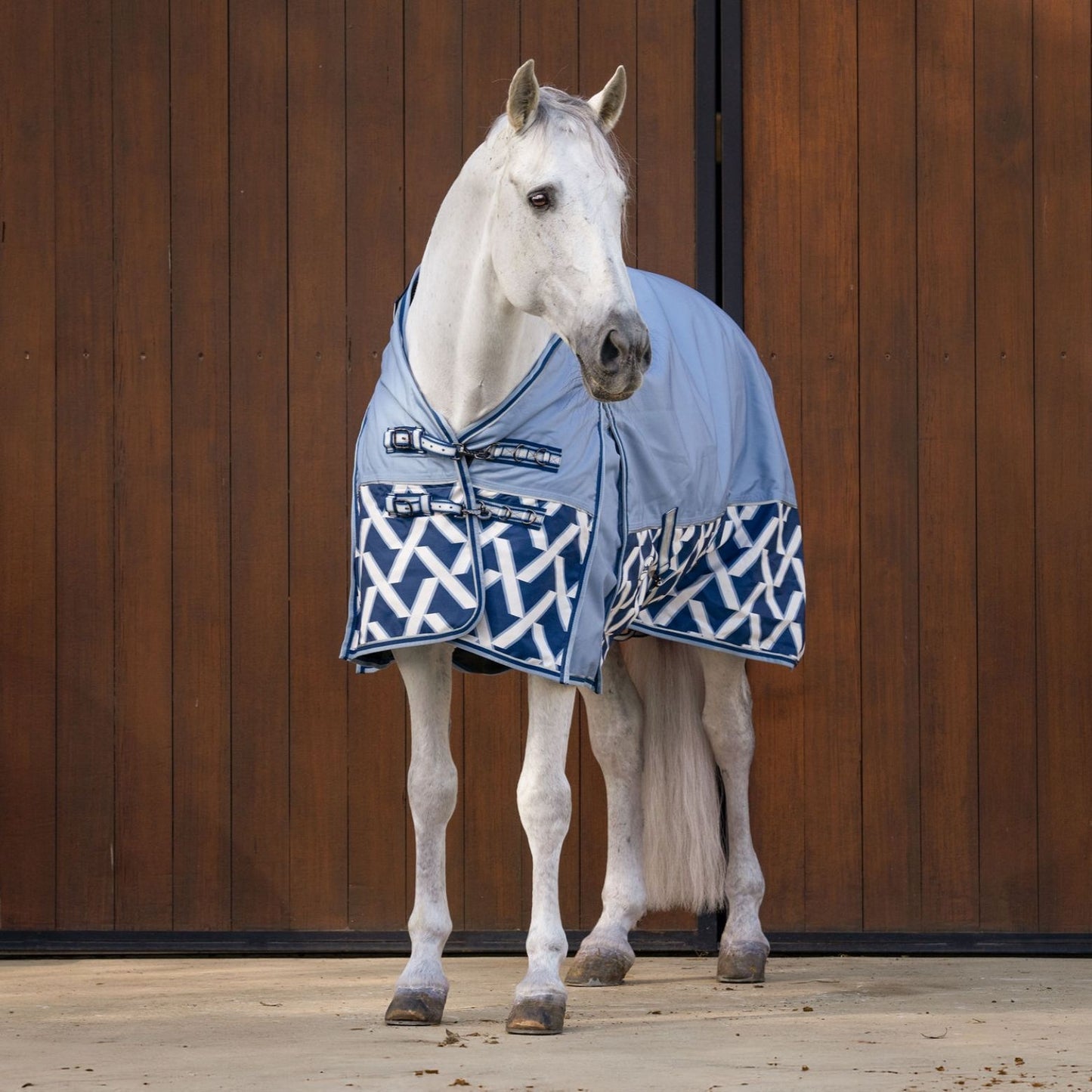 Caribu Alpine Detach-a-Neck Horse Rug 250g Sky Geo