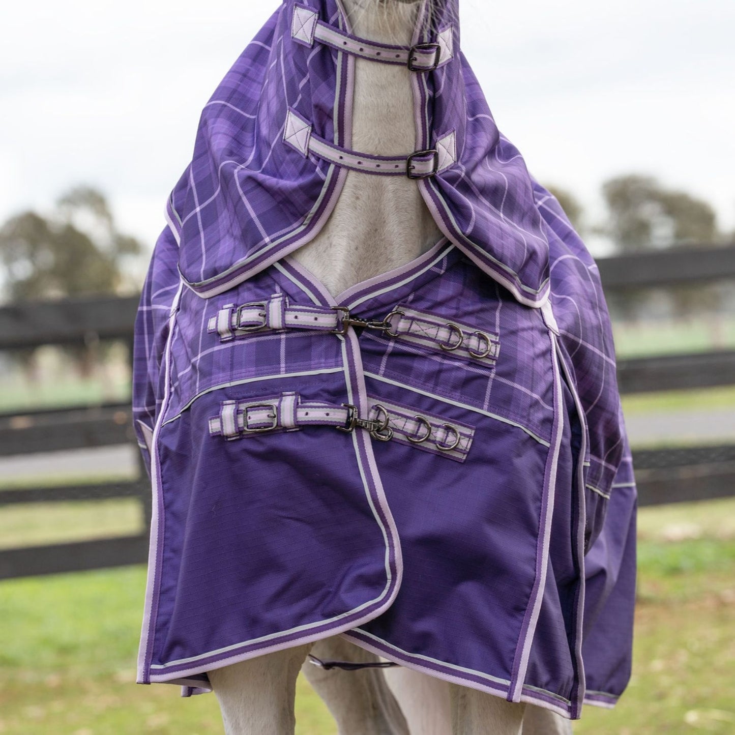 Caribu Eclipse Detach-a-Neck Rainsheet 1200D Purple Tartan