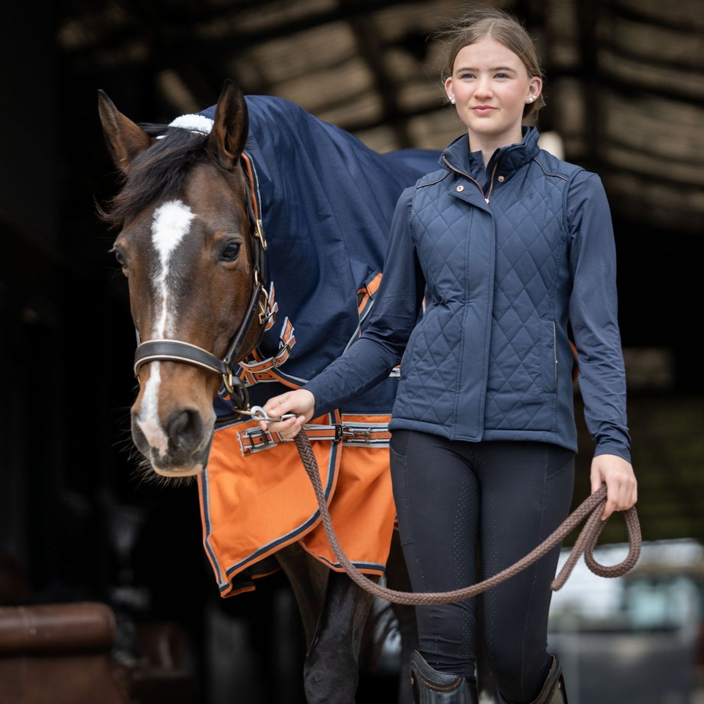 Caribu Colorado Combo Horse Rug 300g Navy/Kumquat