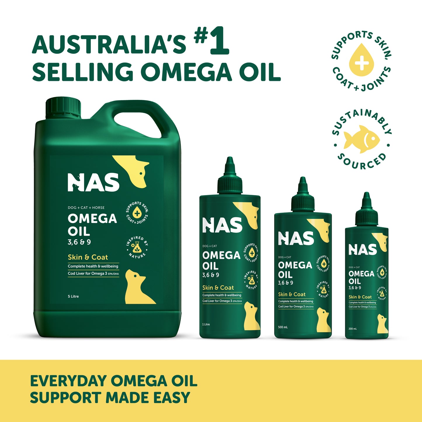 Natural Animal Solutions Omega Oil 3 6 & 9 Supplement for Horses