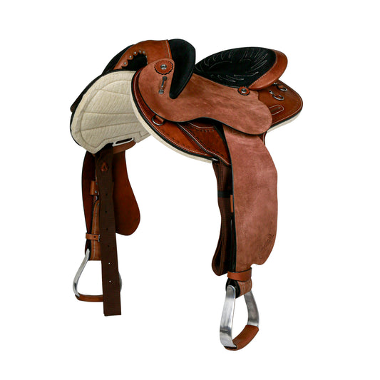 Syd Hill Roughout Leather Gibson Half Breed Horse Saddle With Adjustable Tree And Panels